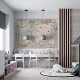 Tapeta z mapą świata ze zwierzętami Naklejka do pokoju dziecięcego