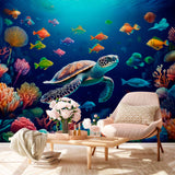 Tapeta z raju żółwi i ryb