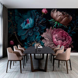 Glamurowa Kwiatowa Tapeta Nocna