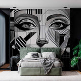 Tapeta z monochromatycznym portretem kubistycznym