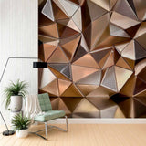 Złota tapeta 3D z geometryczną teksturą