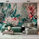 Abstract Floral Wallpaper Mural - Artistic Watercolor Botanical Design
