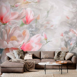 Tapeta Mural Kwiat Magnolii - Miękki pastelowy kwiatowy wzór