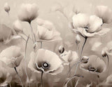 Vintage Floral Wallpaper Mural - Soft Poppy Flower Illustration