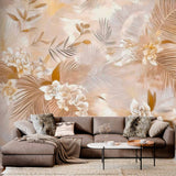 Tapeta mural z złotymi liśćmi palmowymi