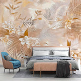 Tapeta mural z złotymi liśćmi palmowymi