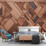 Geometriczny mural tapetowy z drewna