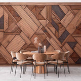 Geometriczny mural tapetowy z drewna