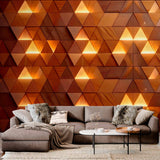 Tapeta mural z drewnianym wzorem trójkąta