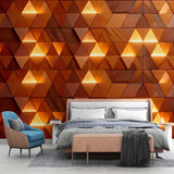 Tapeta mural z drewnianym wzorem trójkąta