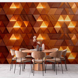 Tapeta mural z drewnianym wzorem trójkąta