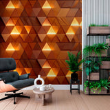 Tapeta mural z drewnianym wzorem trójkąta