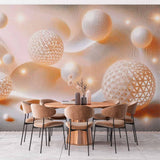 Tapeta mural z iluminowanymi kulami 3D