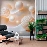 Tapeta mural z iluminowanymi kulami 3D