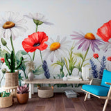 Tapeta z akwarelowymi dzikimi kwiatami