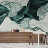Tapeta na ścianę Green Wave Art Smoke Fluid Alcohol Ink