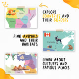 Tapeta z mapą świata ze znanymi miejscami do fototapety do pokoju dziecięcego