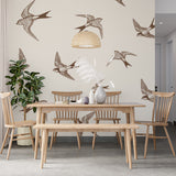 Swallows Wallpaper Birds in Flight Wall Mural Nature-Inspired Decor