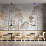 Neutral Tree Silhouette Wallpaper Serene Nature Wall Mural Decor