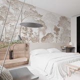 Neutral Tree Silhouette Wallpaper Serene Nature Wall Mural Decor
