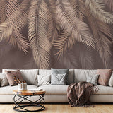 Feathers Brown Wallpaper Abstract Tropical Renters Friendly Wall Mural