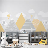 Kids Wall Murals Scandinavian Mountains Yellow Grey Wallpaper for Kids