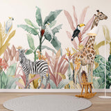 Kids Wall Mural African Safari Wildlife Animals Wallpaper for Kids Room