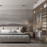 Misty Mountain Range Wallpaper Gray and White Landscape Wall Mural for Living Room, Bedroom Decor