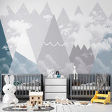 Fototapety dla dzieci Skandynawskie pochmurne góry sylwetka Prosta tapeta dla dzieci