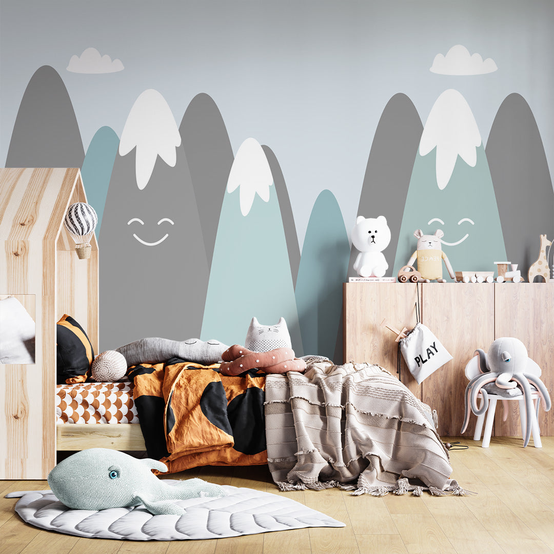 Custom Kids Wall Murals Cute Mountains Scandinavian Wallpaper for Kids ...