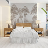 Tapeta z fototapetą w stylu vintage z lasem i wysokimi drzewami