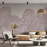 Skomplikowana, ręcznie rysowana tapeta z baldachimem leśnym