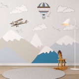 Kids Wall Murals Vintage Airplane Mountains Wallpaper for Kids