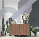 Nowoczesna tapeta kaktusowa z abstrakcyjnym geometrycznym tłem