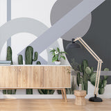 Nowoczesna tapeta kaktusowa z abstrakcyjnym geometrycznym tłem