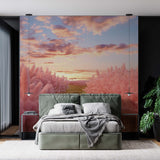 Pink Pampas Grass Wallpaper Sunset Field Wall Mural Nature Wall Decor