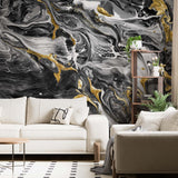 Black Marble Texture Wall Mural Art Stone Abstract Liquid Ink Wallpaper