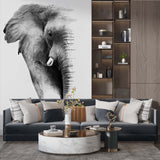 Sylwetka słonia Fototapeta Czarno-biała minimalistyczna tapeta ze zwierzętami