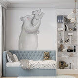 Polar Bear Family Wallpaper Nursery Decor Wall Mural for Kids Room