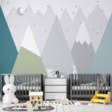 Kids Wall Murals Fluid Pink Mountains Sparkling Wallpaper for Kids