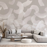 Overlapping Brushstroke Wallpaper Contemporary Abstract Wall Covering Neutral Tones Design