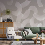 Overlapping Brushstroke Wallpaper Contemporary Abstract Wall Covering Neutral Tones Design