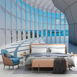 Nadbrzeżny horyzont z futurystycznej tapety do wnętrz