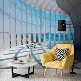 Nadbrzeżny horyzont z futurystycznej tapety do wnętrz