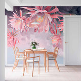 Miękka różowa tapeta mural z kwiatowym wzorem