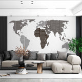 Mapa świata z nałożonym wzorem tekstowym