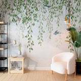 Zabawna tapeta z wierzbą i ptakami