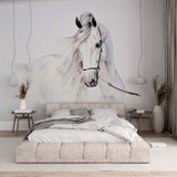 Akwarela biały koń fototapeta zwierzęta tapeta