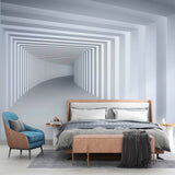 Futurystyczna biała tapeta z łukiem