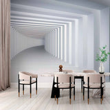 Futurystyczna biała tapeta z łukiem